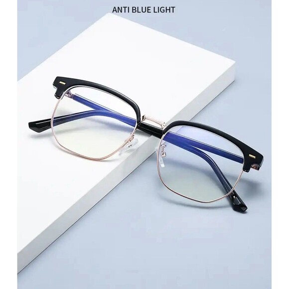 Fashion unisex square Plain glasses for men women Metal frame glasses polygon - Picture 3 of 11